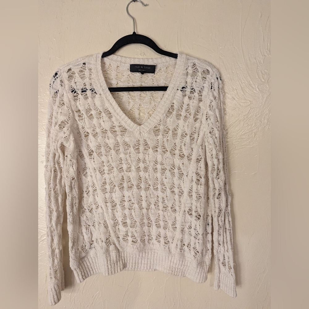 rag & bone NY Distressed White Summer Sweater